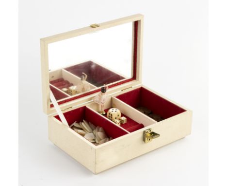 A quantity of gaming tokens, comprising a quantity of gilt metal examples and a quantity of Chinese mother-of-pearl examples 
