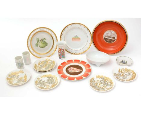 A quantity of continental ceramics including; a Royal Copenhagen bowl 'B&amp;W Diesel Copenhagen', with the worlds first ocea