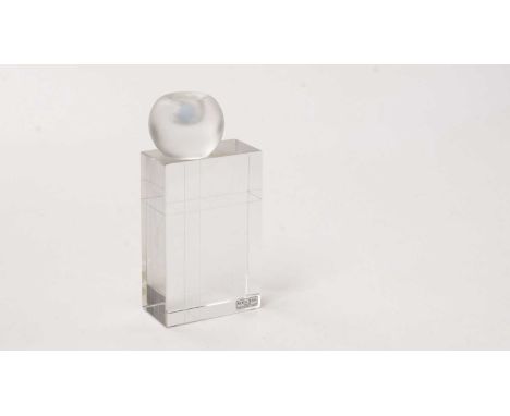 Kjell Engman for Kosta Boda, Sweden: a clear art glass candlestick, with sticker and etched signature, also numbered '1118560