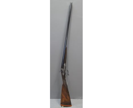 19TH CENTURY ENGLISH DOUBLE BARRELLED HAMMER SHOTGUN by Richard Burnand, Pilgrim St, Newcastle upon Tyne, having underlever b