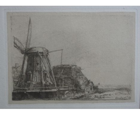 REMBRANDT (REMBRANDT VAN RIJN, DUTCH, 1606-1669), 'The windmill', signed in the plate and dated 1641, uncoloured etching. 18c