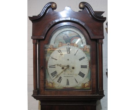 19TH CENTURY 8 DAY LONGCASE CLOCK marked Thomas Naduell, West Bromich, having hood with broken swan neck pediment above arche