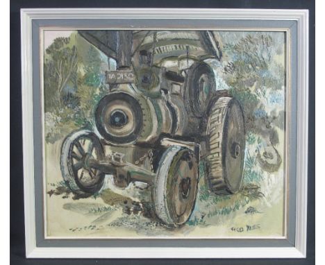 FRED YATES (British 1922-2008), study of a steam traction engine, signed, oils on board. 48 x 57cm approx. Provenance: vendor