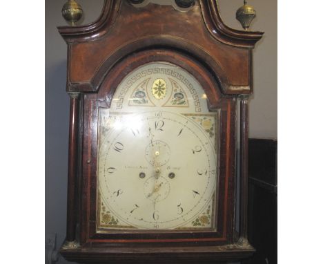 EARLY 19TH CENTURY OAK TWO TRAIN EIGHT DAY LONGCASE CLOCK marked Crane & Sons Bromsgrove, having broken swan neck pediment wi