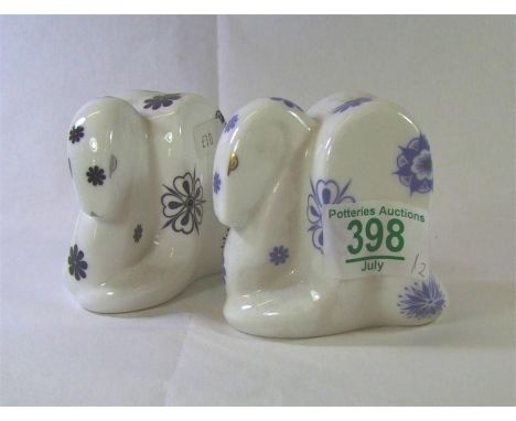 Royal Crown Derby snake paperweights decorated with flowers (2) 