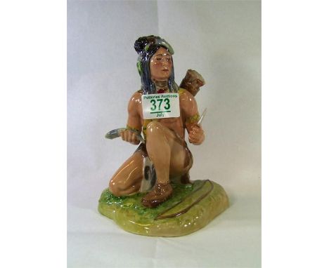 Kevin Francis Peggy Davies figure of Indian chief hunting a fish , marked original colourway 1 of 1 by M Jackson 