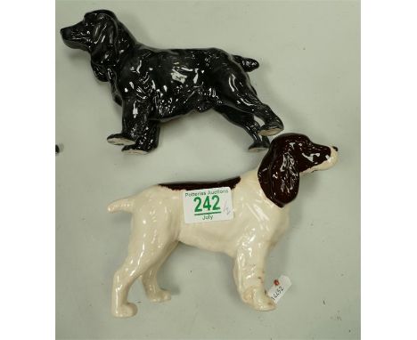 Royal Doulton black cocker spaniel and similar Beswick item (2)