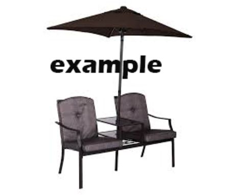 Capri branded  J & J Bench , Cantilever branded Parasol plus one other..This lot is either a catalogue return, unclaimed good