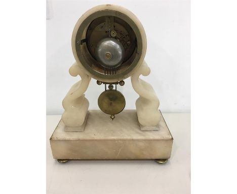 Victorian French Japy Fils Alabaster Mantle Clock measures approx 13ins tall 