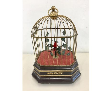 Vintage Singing Bird In cage , Working order but no warranty given measures approx 11ins tall 