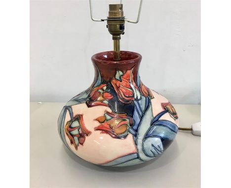 Large Moorcroft Table Lamp measures approx 8.5 ins tall by 9.5 ins wide in good condition 