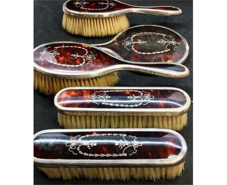 Antique Silver and tortoiseshell brush and mirror set 