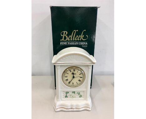 Belleek Fine Parian China  Mantle clock measures approx 9.5ins 
