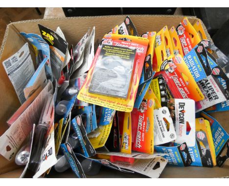 A large box of radiator Stop Leak, Tiger patch, glues etc 