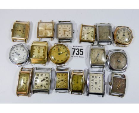 A collection of 17 gentleman's vintage wrist watches, some in working condition and some not 