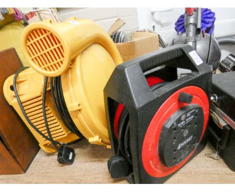 A large bouncy castle inflator, an extension lead and a Niche P2/P28 portable audio recorder 
