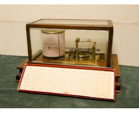 A Victorian barograph in mahogany and glazed case by Thomas Armstrong and Brothers, Dean Gate Manchester   