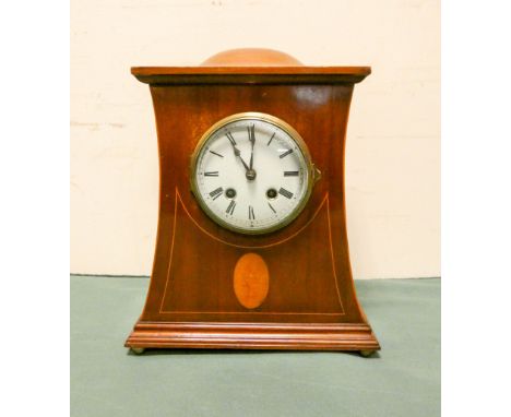 Edwardian mahogany and inlaid cased mantel clock