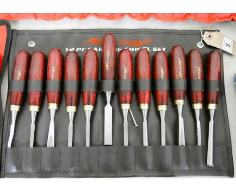 A wood carving chisel set