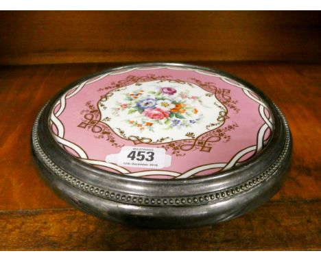 A china and plated teapot stand and a pair of Minton china comports   Teapot stand is in good condition, one of the comports 