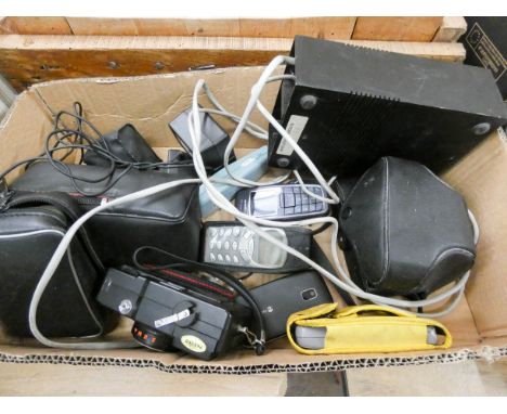 A quantity of old Nokia mobile phones, cameras and a Bang &amp; Olufsen loop amplifier 