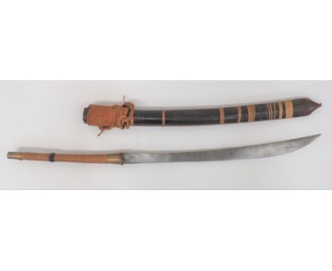 Late 19th Century Burmese Dha Sword 22 inch, single edged blade widening towards the point. &nbsp;Double line fullers. &nbsp;