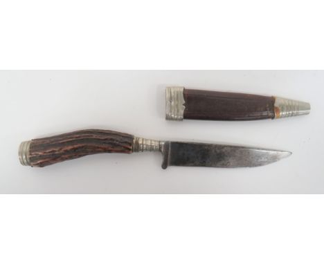 Imperial German Private Purchase Knife 3 1/2 inch, single edged blade with small, integral crossguard. &nbsp;Blade marked "So