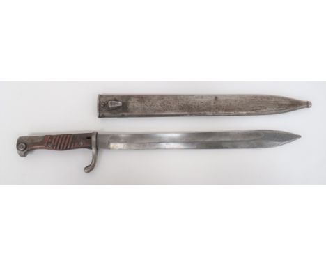 Imperial German Seitengewehr 1898/05 Butcher Bayonet 14 1/2 inch, single edged blade widening towards the point. &nbsp;Large 