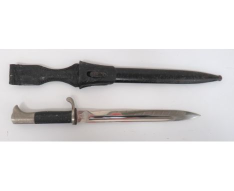 WW2 German K98 Police/Fire Parade Bayonet 9 3/4 inch, single edged, plated blade. &nbsp;Narrow fuller. &nbsp;Forte with maker