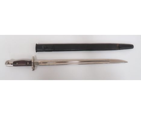 WW1 Dated SMLE Parade Bayonet 17 inch, single edged, plated blade with fuller. &nbsp;The forte with maker "Wilkinson" dated "