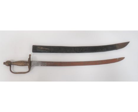 1741 Pattern Continental Infantry Hanger and Scabbard 23 inch, single edged, slightly curved blade. &nbsp;Forte with faint Ar