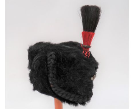 Early 20th Century Rifles Sealskin Cap black, short fur body with dark green felt crown. &nbsp;Black plaited cap cords. &nbsp