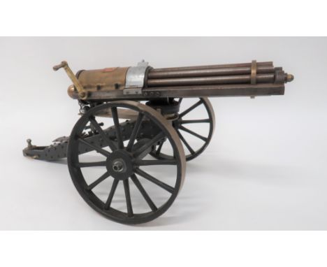 Well Made 20th Century&nbsp;Model of a Gatling Gun 22 inch long, 10 inch high, well made model. &nbsp;Ten steel rotating barr