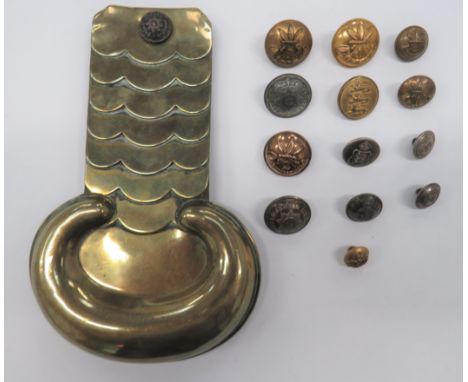 Jersey and Guernsey Buttons including plated, 2nd Royal Jersey Militia ... White metal, 3rd Royal Jersey Militia ... Gilt, 1s