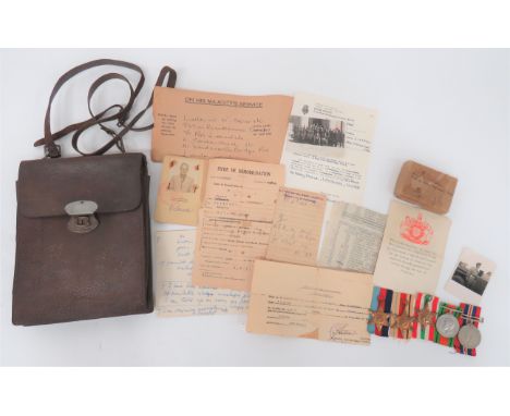 WW2 Polish/French Map Case and Owner's Medals and Paperwork all relating to "Lieutenant W Skierski". &nbsp;Consisting rectang