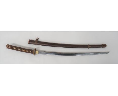 WW2 Japanese Officer's Signed Tang Katana Sword 27 1/2 inch, single edged blade. &nbsp;Good, double wave edge hammon. &nbsp;G