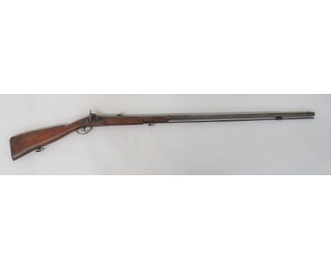 Mid 19th Century Ornate Spanish Percussion Sporting Musket 18 bore, 40 3/4 inch, smoothbore barrel. &nbsp;White metal blade f