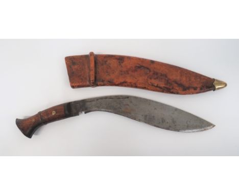 Scarce 1919 Dated Military Issue Kukri 13 1/2 inch, single edged blade of typical form with narrow fuller. &nbsp;Forte stampe