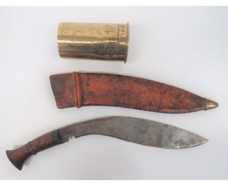 Scarce 1919 Dated Military Issue Kukri 13 1/2 inch, single edged blade of typical form with narrow fuller. &nbsp;Forte stampe