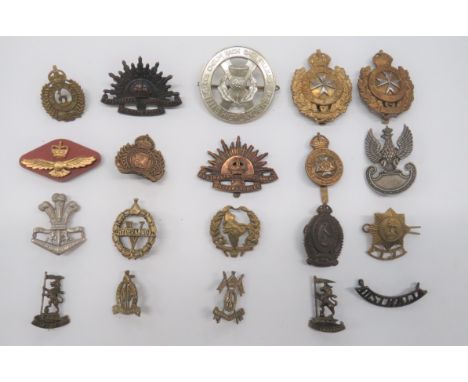 Commonwealth and Various Foreign Badges including bi-metal, KC Kings Own Malta Regiment of Militia ... Bi-metal, KC Kings Own