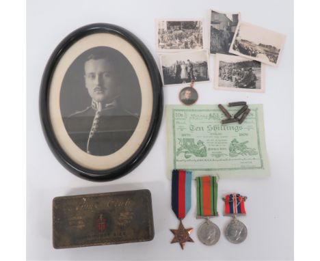 Varied Selection of Military Items including hallmarked gold photograph pendant mount containing a coloured photo of a Fusili