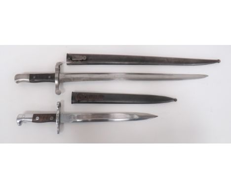 Two Continental Issue Bayonets consisting Portugal M1886 Kropatschek. &nbsp;18 1/2 inch, single edged blade. &nbsp;Large full
