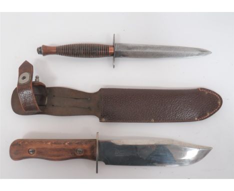 Post War "Wilkinson" Survival Knife 7 1/4 inch, single edged, clipped point blade. &nbsp;The blade with etched "Wilkinson Swo