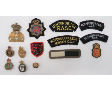 Small Selection of Various Badges Including Guernsey including gilt and enamel, National Reserve Guernsey &amp; Alderney lape