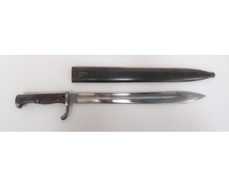 Imperial German M1898/05 Butcher Bayonet 14 1/2 inch, single edged blade widening towards the point. &nbsp;Large fuller. &nbs