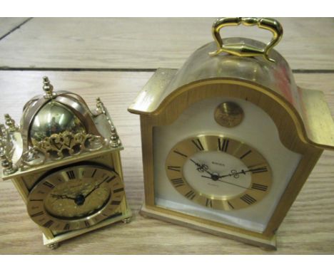 Swiza quartz carriage clock in lacquered brass case and a quartz lantern clock (2) 