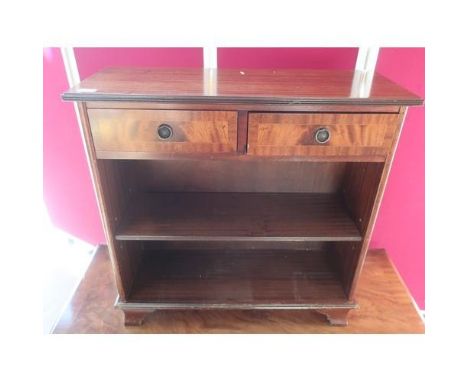 Chippendale style mahogany rectangular coffee table, two end drawers on square moulded support joined by pierced cross stretc