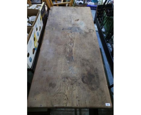 Ercol style oak refectory table on trestle base L173cm W76cm H74cm 