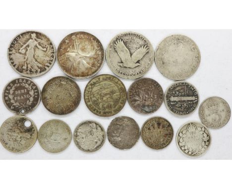 Mixed World silver denominations, including UK commonwealth, Italy and France. UK P&amp;P Group 0 (£6+VAT for the first lot a