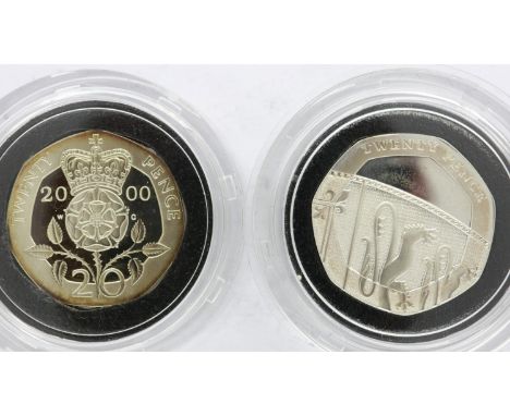 2000 and 2009 Silver Proof 20 Pence coins. UK P&amp;P Group 0 (£6+VAT for the first lot and £1+VAT for subsequent lots) 